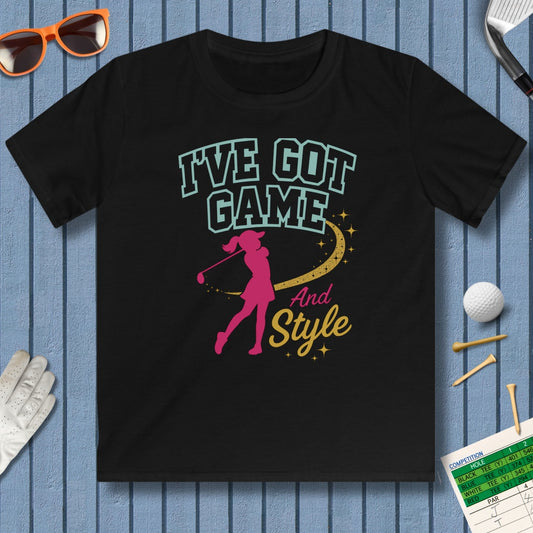 I've Got Game And Style - Youth Golf T-Shirt in Black