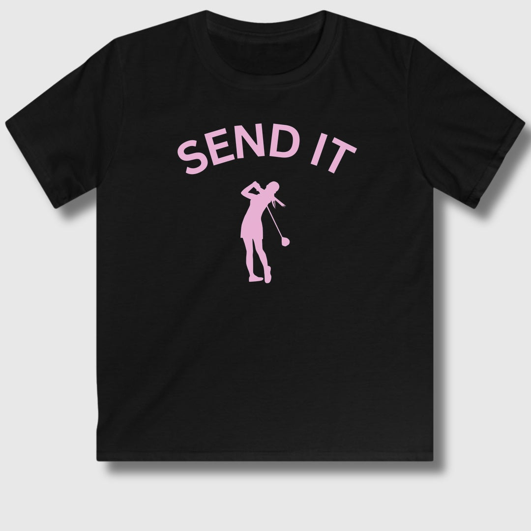SEND IT (Female) - Youth Golf T-Shirt in Black