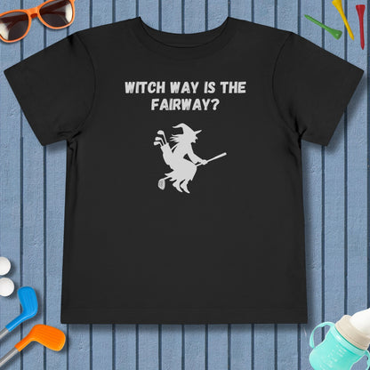 Witch Way is the Fairway - Toddler Golf T-Shirt in Black