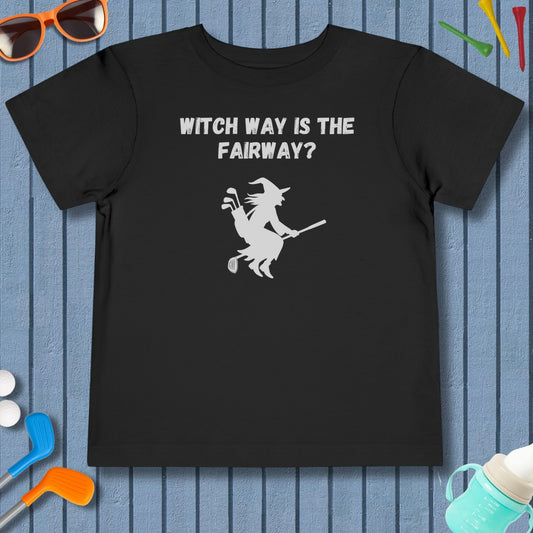 Witch Way is the Fairway - Toddler Golf T-Shirt in Black