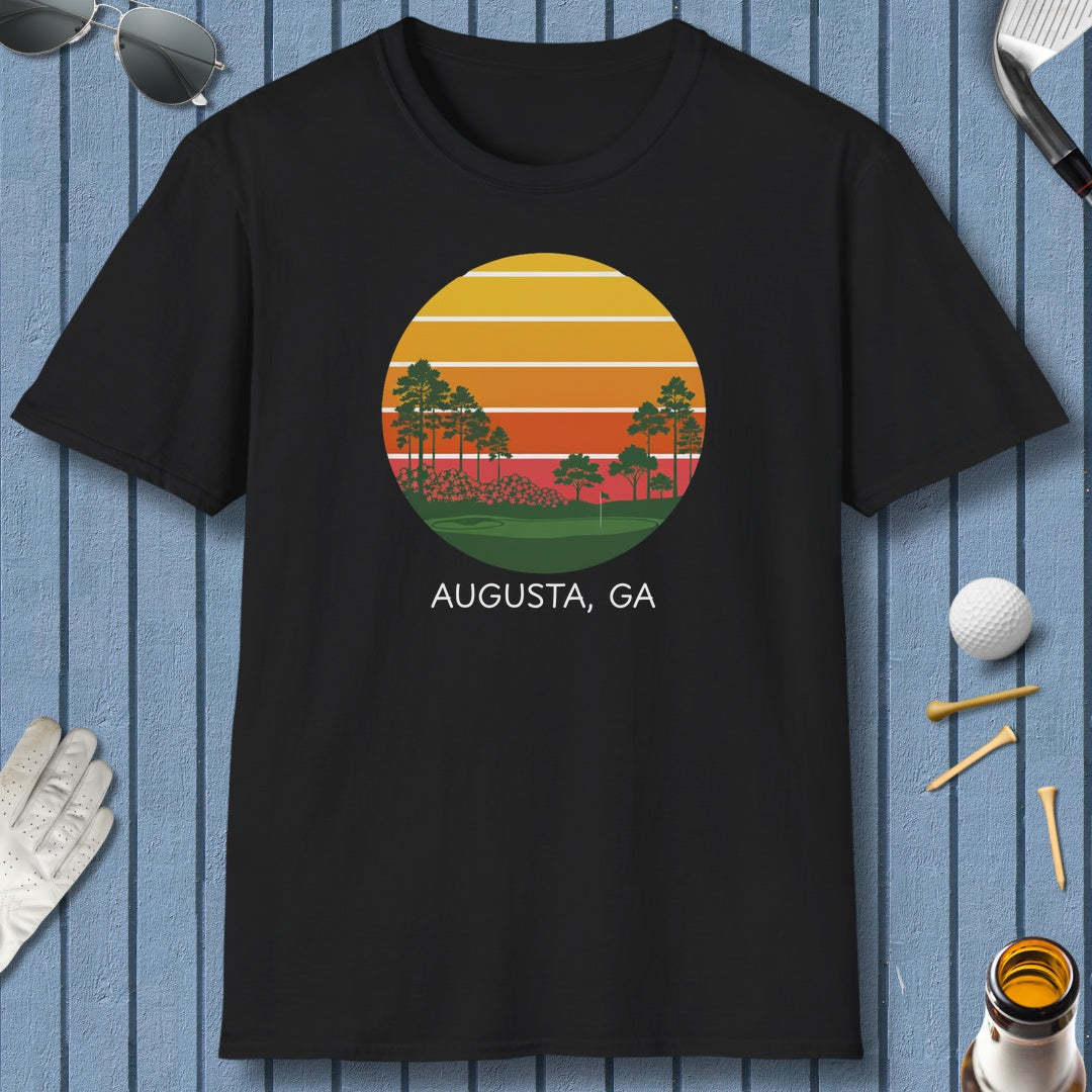 Retro Sunset - Augusta - Adult Golf T-Shirt in Black