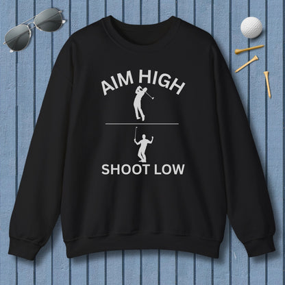 Aim High - Shoot Low (Male) - Adult Golf Sweatshirt in Black