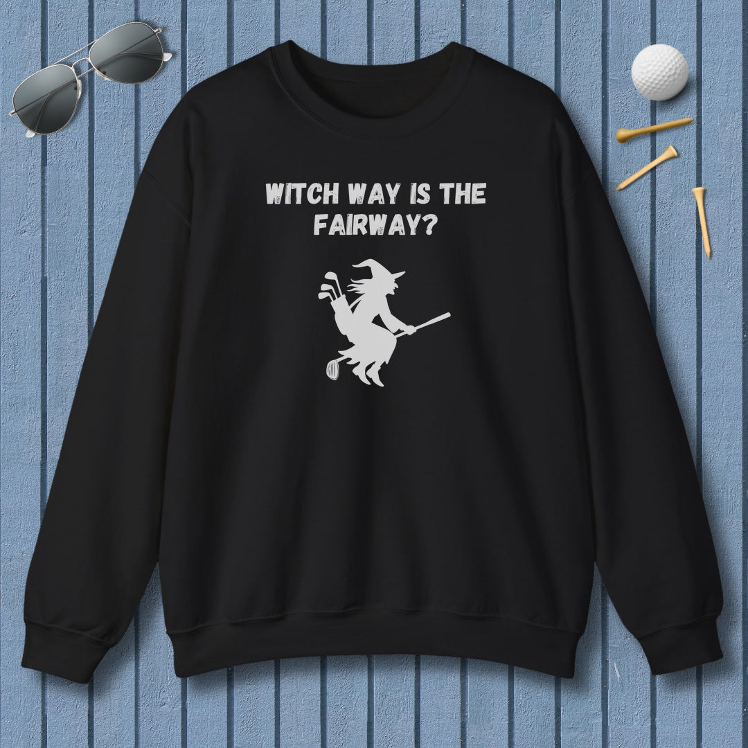 Witch Way is the Fairway - Adult Golf Sweatshirt in Black