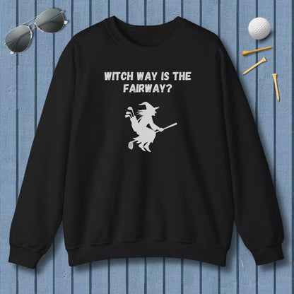 Witch Way is the Fairway - Adult Golf Sweatshirt in Black