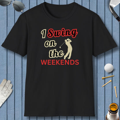 I Swing on the Weekends - Adult Golf T-Shirt in Black
