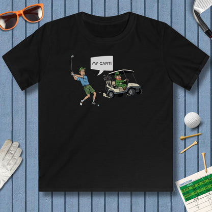 My Cart! - Youth Golf T-Shirt in Black
