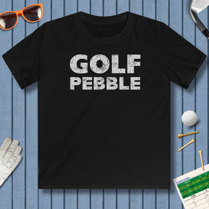 Golf Pebble - Youth Golf T-Shirt in Black