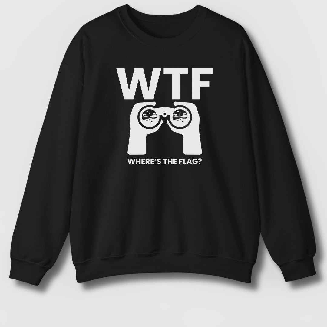 WTF - Where's the Flag - Adult Golf Sweatshirt in Black
