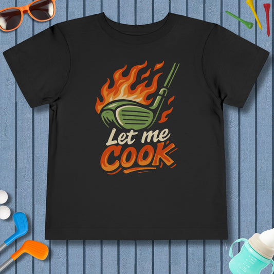 Let Me Cook - Toddler Golf T-Shirt in Black