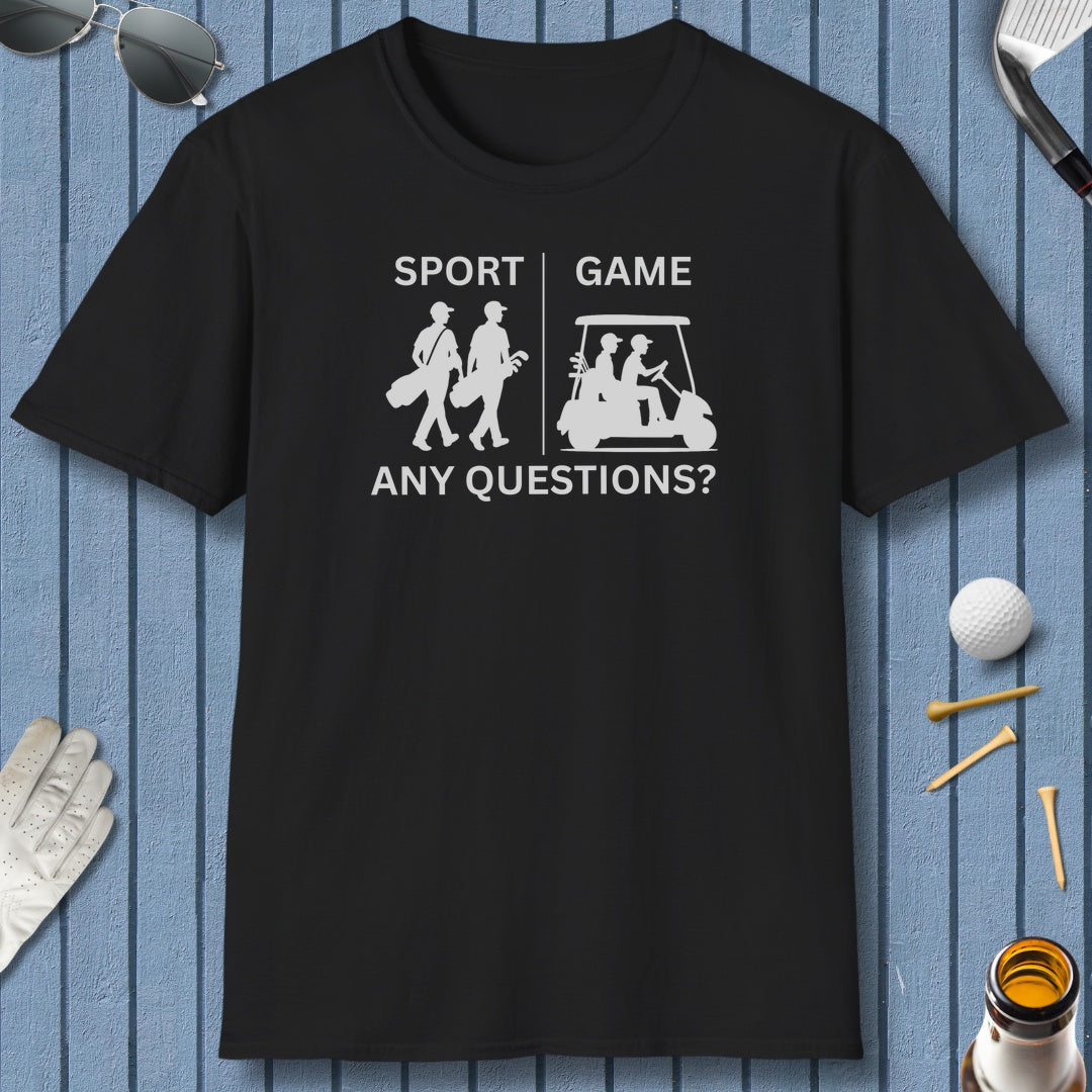 SPORT vs. GAME (Male) - Adult Golf T-Shirt in Black