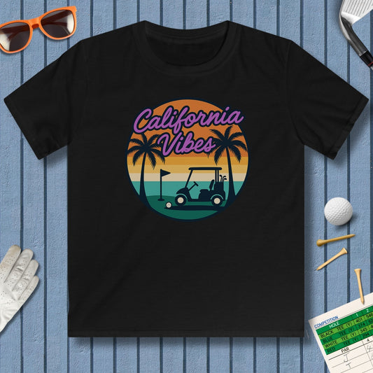 Golf Vibes - California Coast Edition - Youth Golf T-Shirt in Black