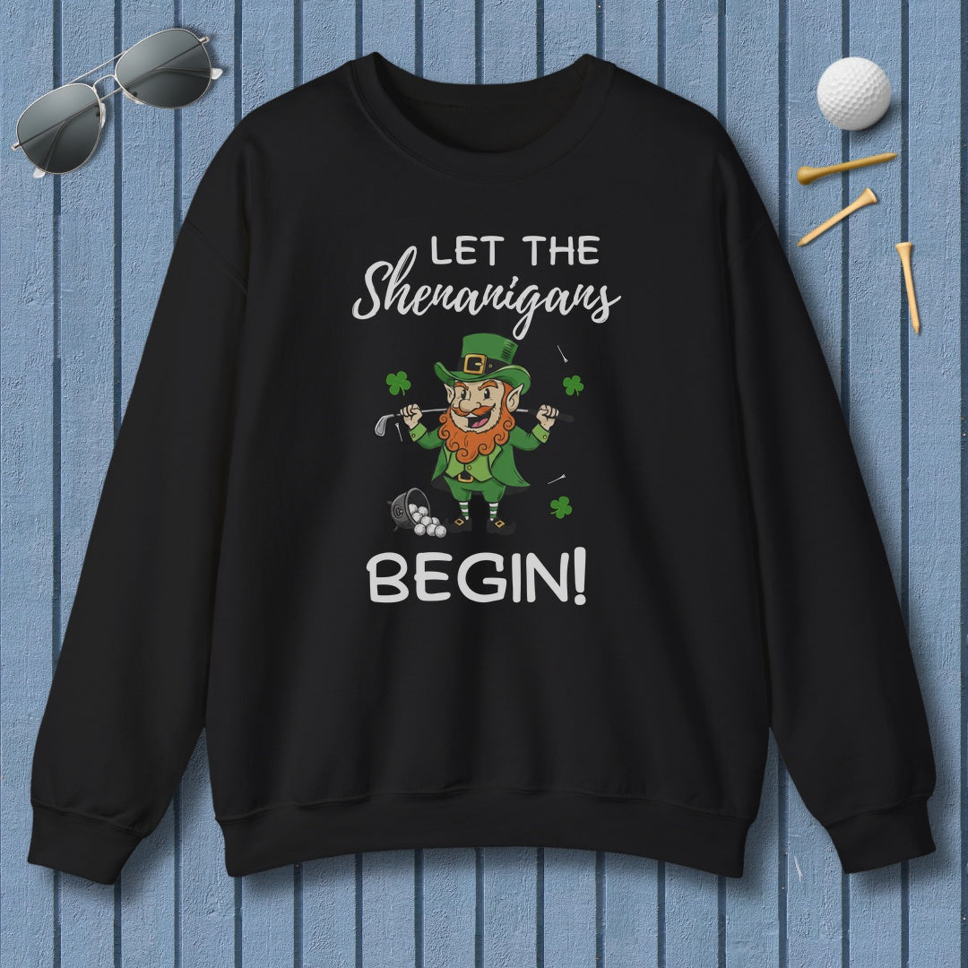 Let The Shenanigans Begin - Adult Golf Sweatshirt in Black
