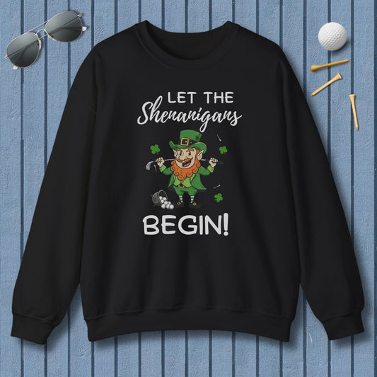 Let The Shenanigans Begin - Adult Golf Sweatshirt in Black
