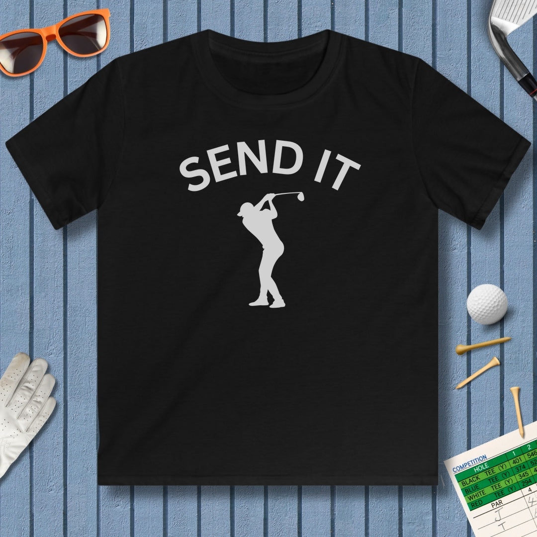 SEND IT (Male) - Youth Golf T-Shirt in Black
