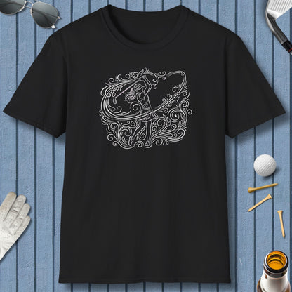 EVERY SWING TELLS A STORY - Women's Golf Vine Art - Adult Golf T-Shirt in Black