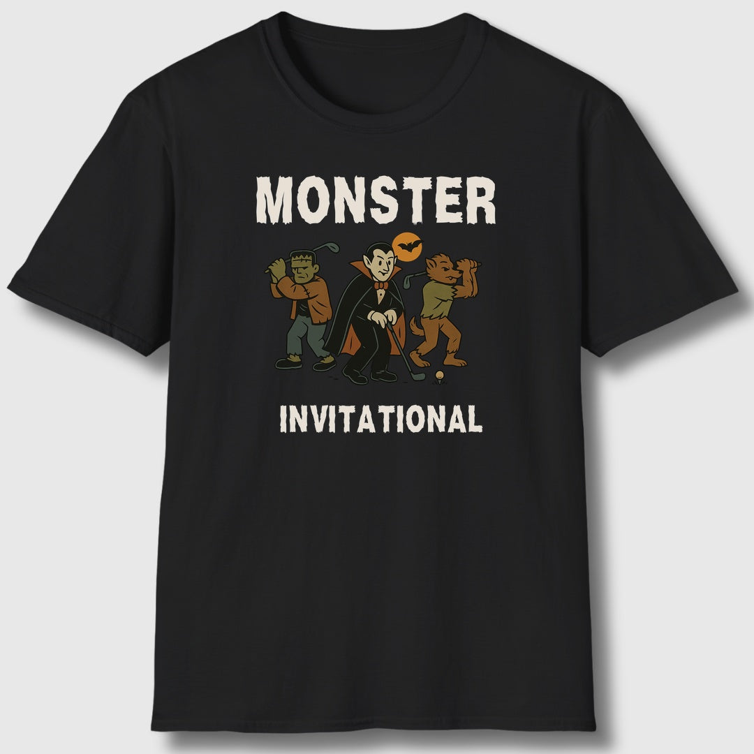 Monster Invitational - Adult Golf T-Shirt in Black