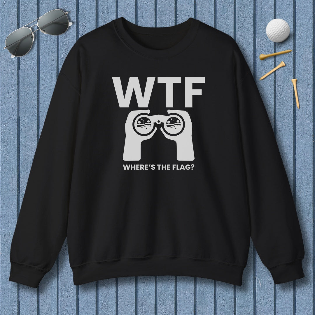 WTF - Where's the Flag - Adult Golf Sweatshirt in Black
