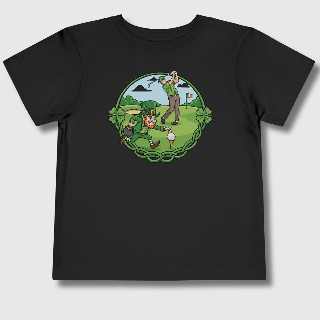 The Leprechaun Stole My Ball! - Toddler Golf T-Shirt in Black