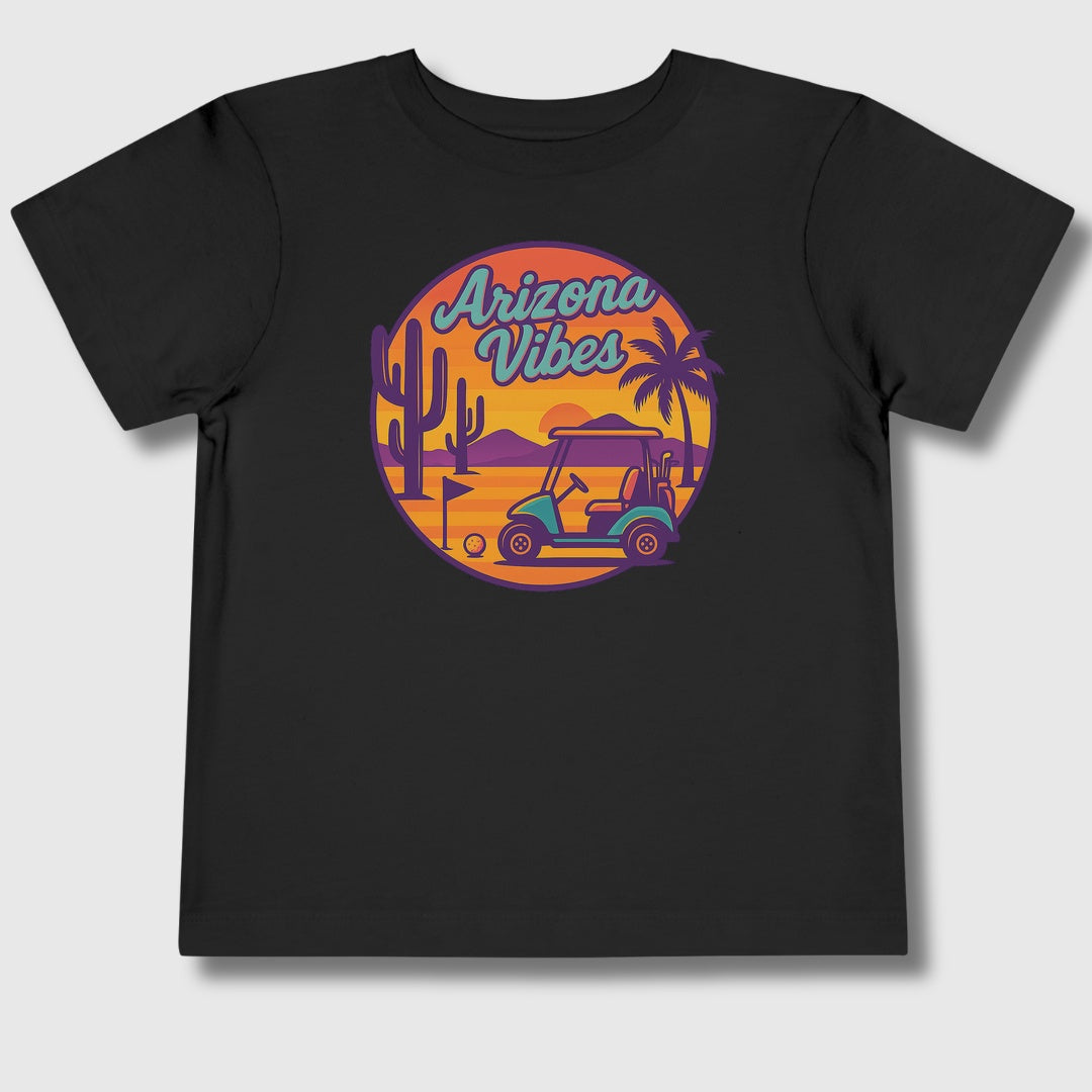 Golf Vibes - Arizona - Desert Edition Golf Destination - Toddler Golf T-Shirt in Black