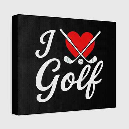 I Love Golf - Canvas Wall Art - Black - 8×10 - front