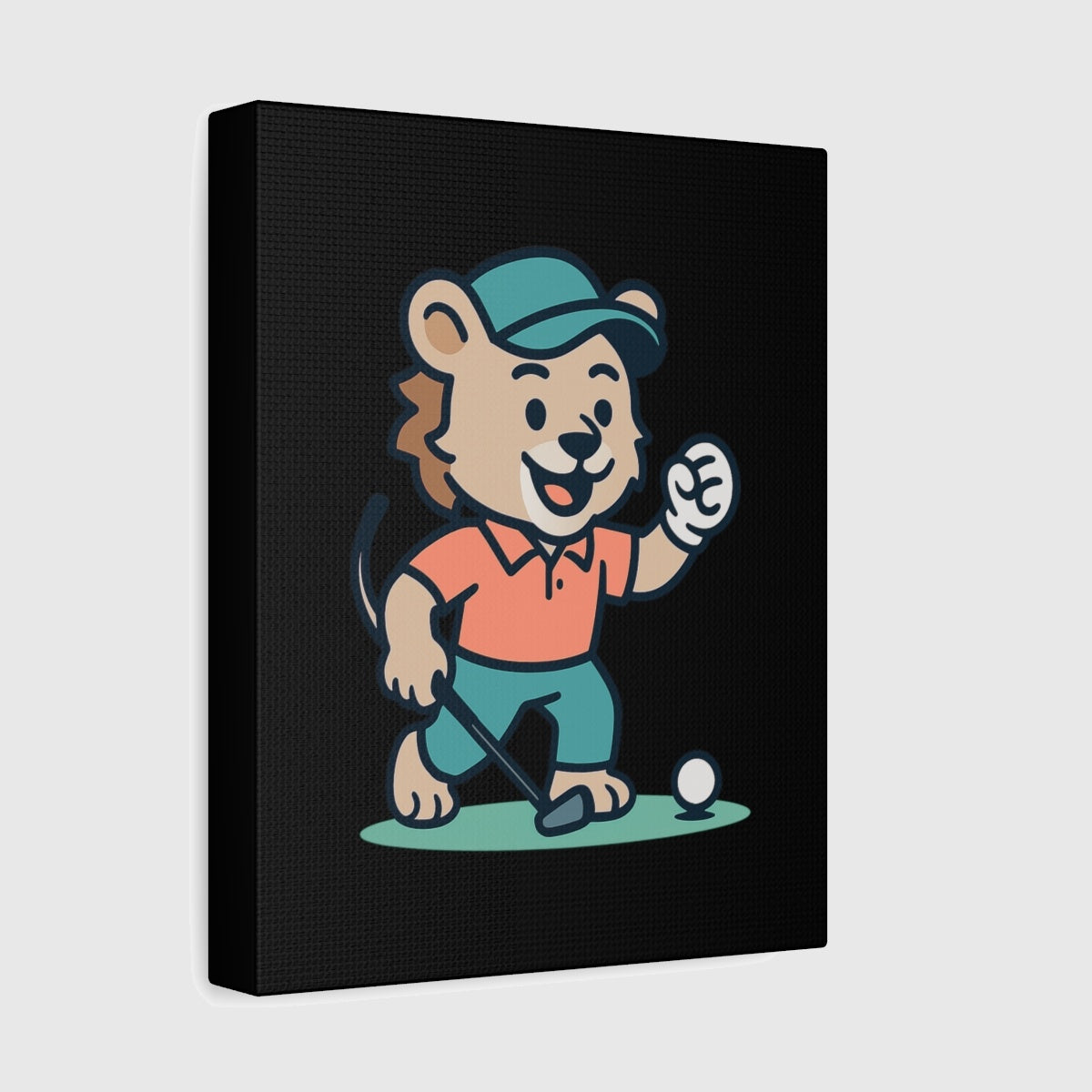 Fist Pumping Lion - Canvas Wall Art - Black - 8×10 - front