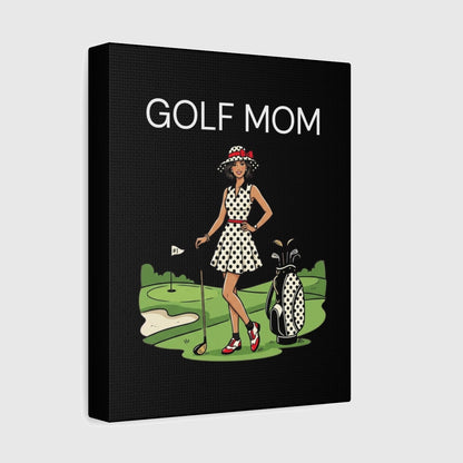 FASHIONABLE GOLF MOM, Polka Dot Dress Tee - Canvas Wall Art - Black - 8×10 - front