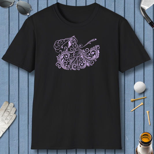 GRACE IN MOTION - Women's Golf Swirl Art - Adult Golf T-Shirt in Black