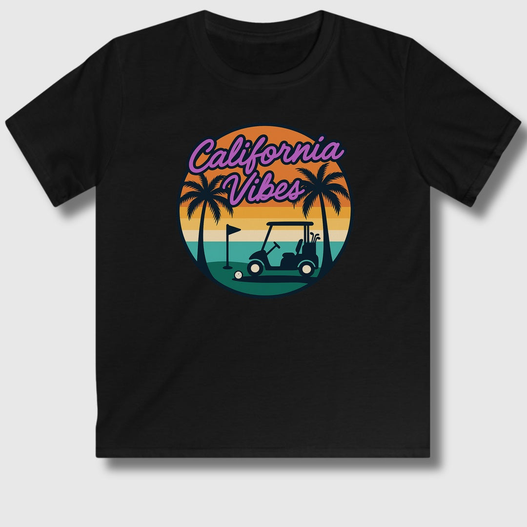 Golf Vibes - California Coast Edition - Youth Golf T-Shirt in Black