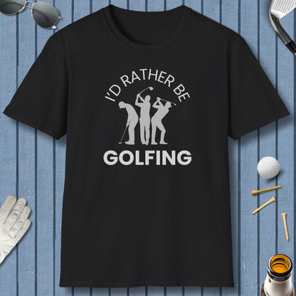 I'd Rather Be Golfing - Adult Golf T-Shirt in Black