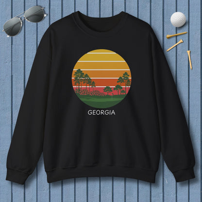 Retro Sunset - Georgia - Adult Golf Sweatshirt in Black