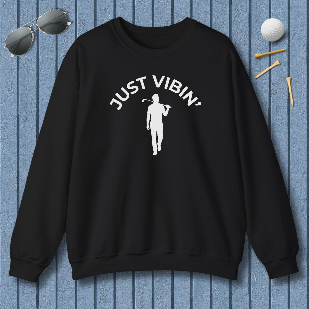 Just Vibin' - Adult Golf Sweatshirt in Black