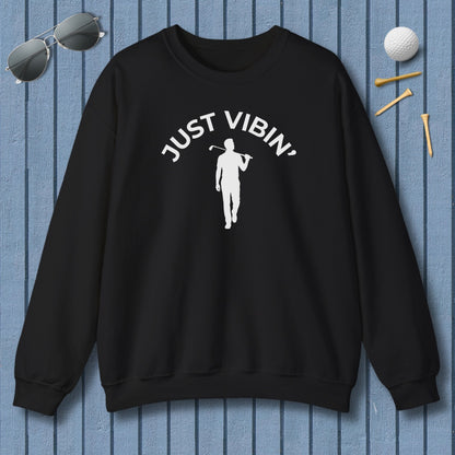 Just Vibin' - Adult Golf Sweatshirt in Black