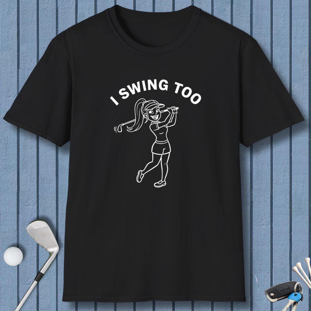 Retro “I SWING TOO” Women’s Golf T-Shirt – Funny Vintage Golf Design
