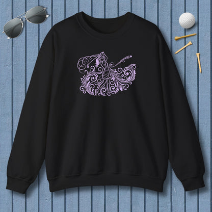 GRACE IN MOTION - Women's Golf Swirl Art - Adult Golf Sweatshirt in Black