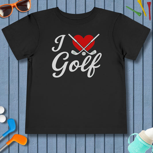 I Love Golf - Toddler Golf T-Shirt in Black