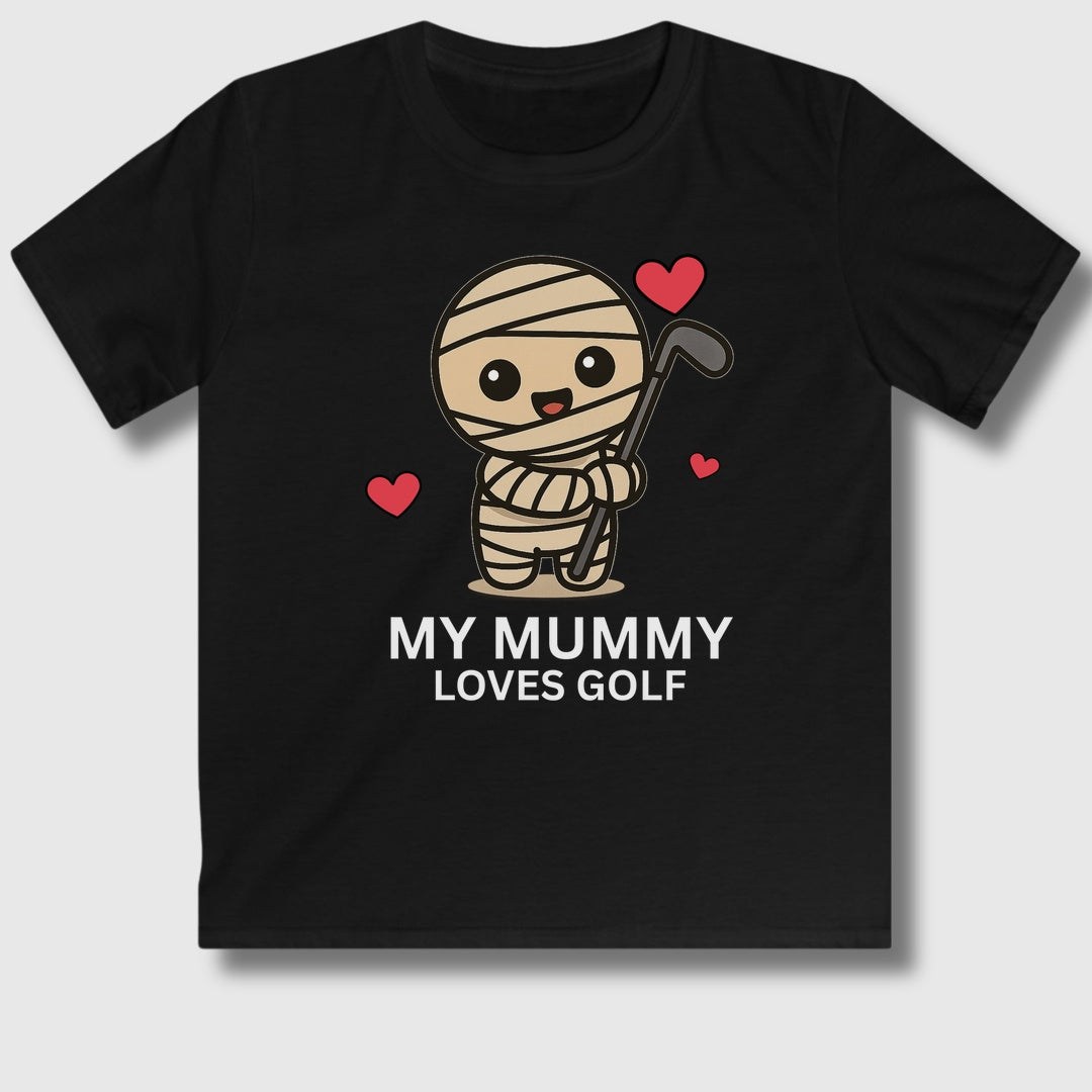 My Mummy Loves Golf - Youth Golf T-Shirt in Black