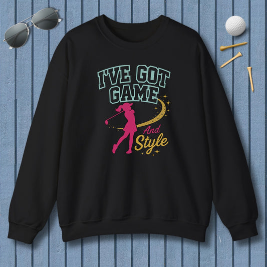 I've Got Game And Style - Adult Golf Sweatshirt in Black