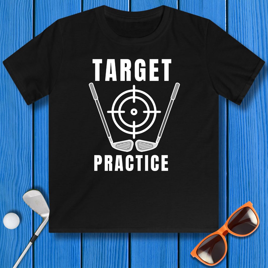 Target Practice - Youth T-shirt in Black, great for casual wear. Find more fun golf focused products at oneforetheages.com
