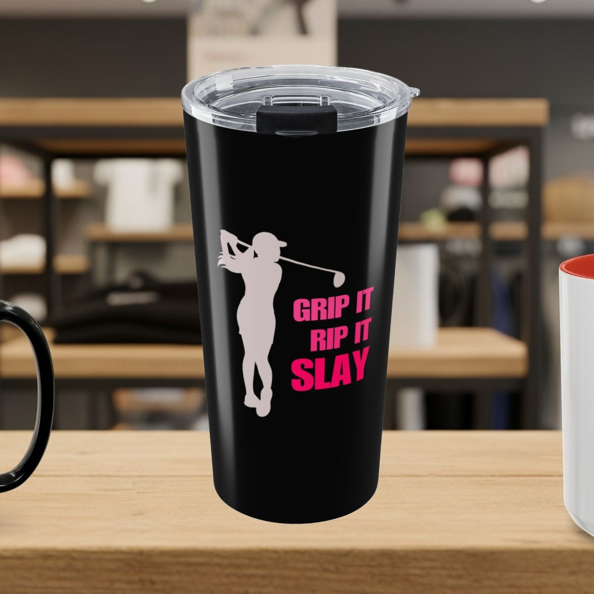 GRIP IT, RIP IT, SLAY (Female) - 20oz Tumbler in Black