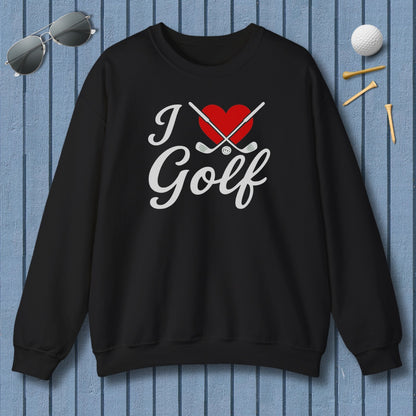 I Love Golf - Adult Golf Sweatshirt in Black