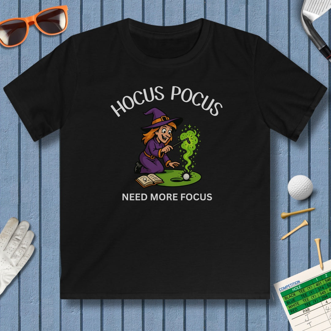 Hocus Pocus, Need More Focus - Youth Golf T-Shirt in Black