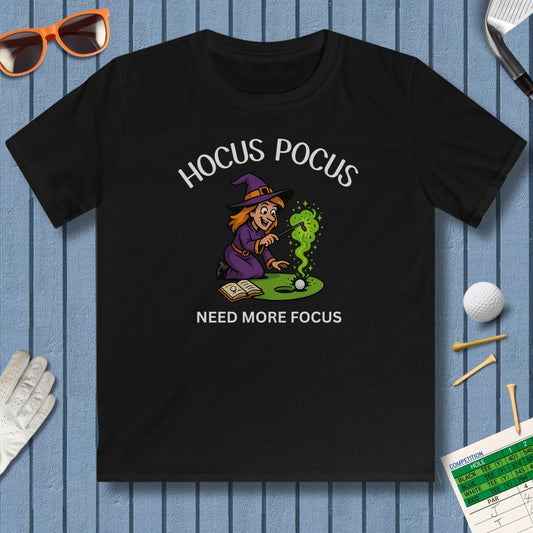 Hocus Pocus, Need More Focus - Youth Golf T-Shirt in Black