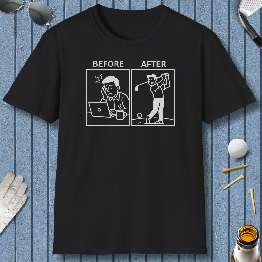 Before & After - Adult Golf T-Shirt in Black