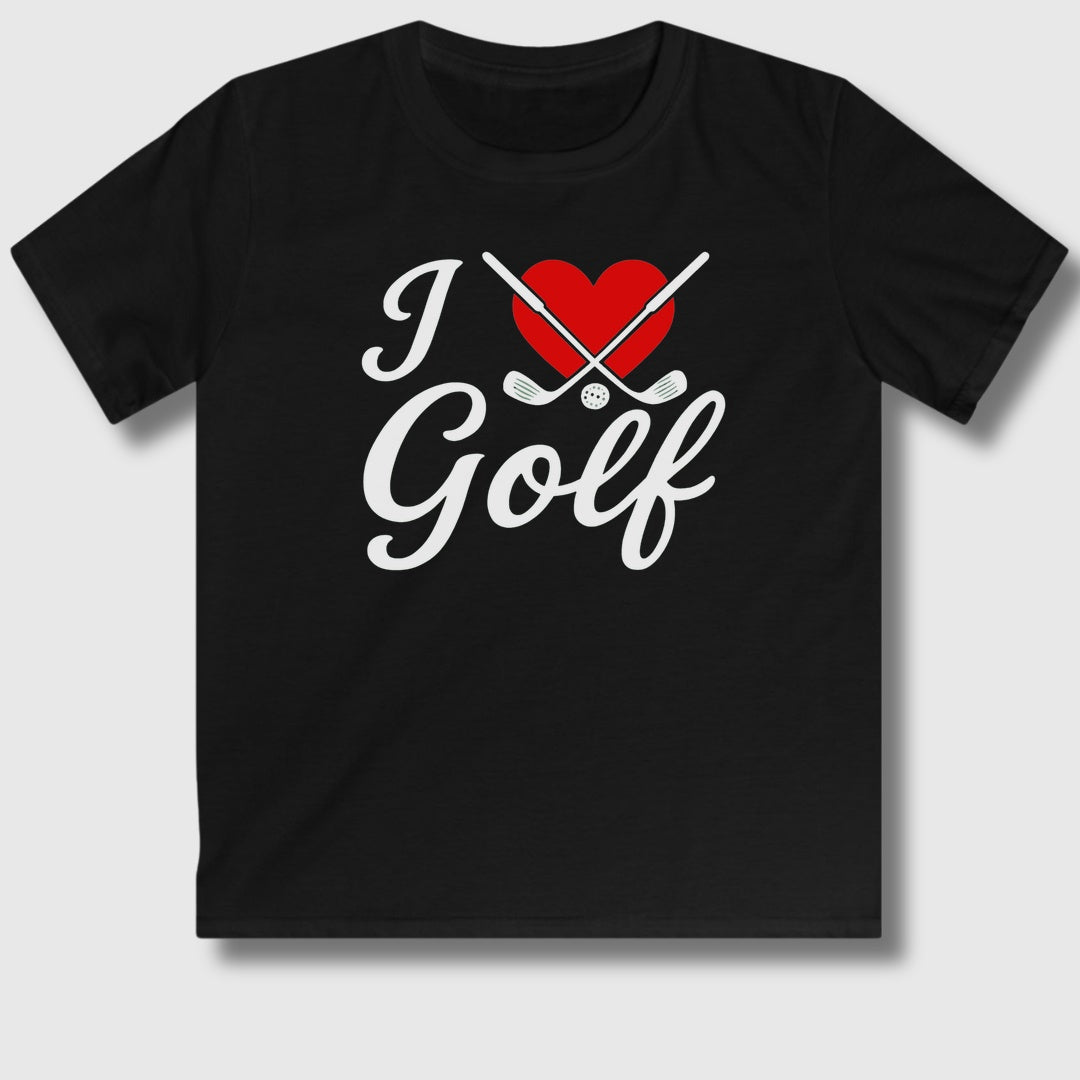 I Love Golf - Youth Golf T-Shirt in Black
