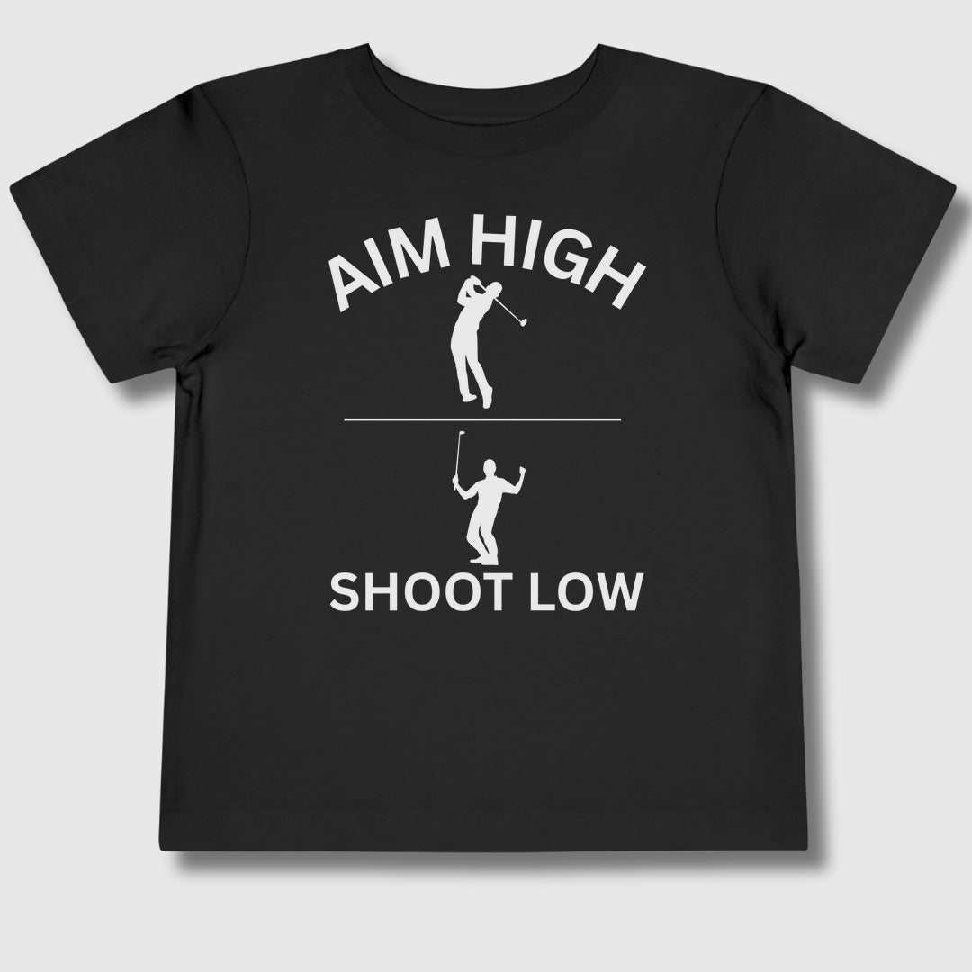 Aim High - Shoot Low (Male) - Toddler Golf T-Shirt in Black