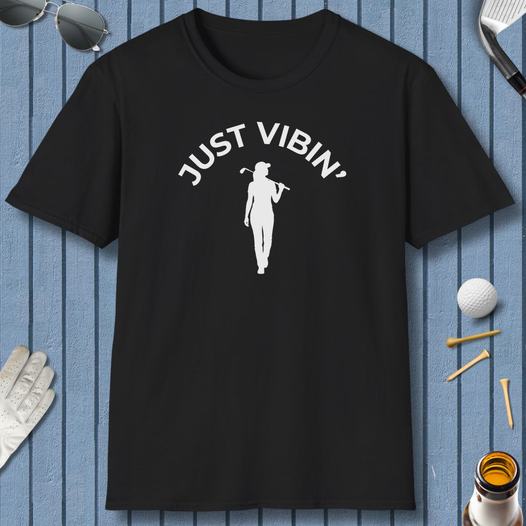 Just Vibin' - Women's - Adult Golf T-Shirt in Black
