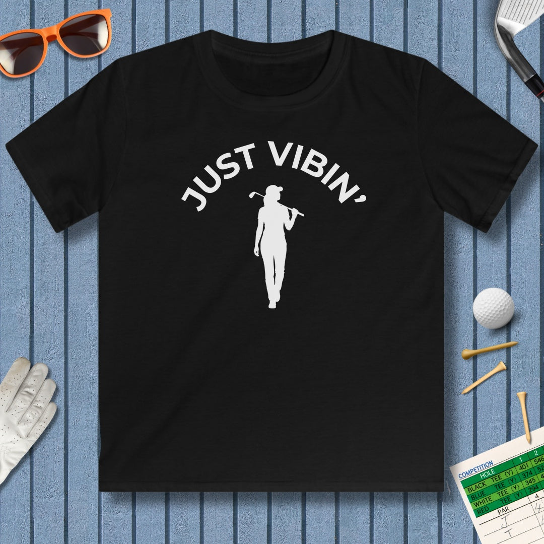 Just Vibin' - Girl's - Youth Golf T-Shirt in Black