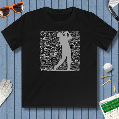 Unleash Your Mental Game (Male) - Youth Golf T-Shirt in Black