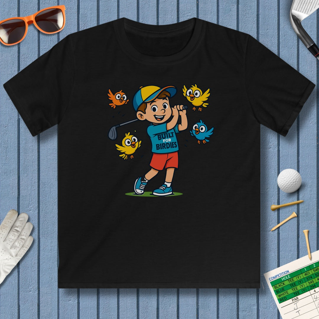Built for Birdies - Youth Golf T-Shirt in Black