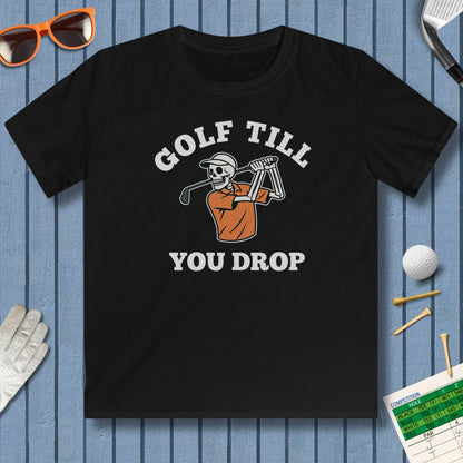 Golf Till You Drop - Youth Golf T-Shirt in Black